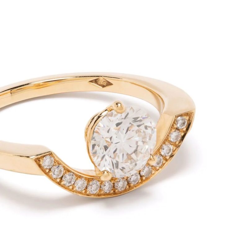 Ring Intrépide grand arc 1ct pavée - 18k yellow gold lab grown diamond Loyale Paris 4