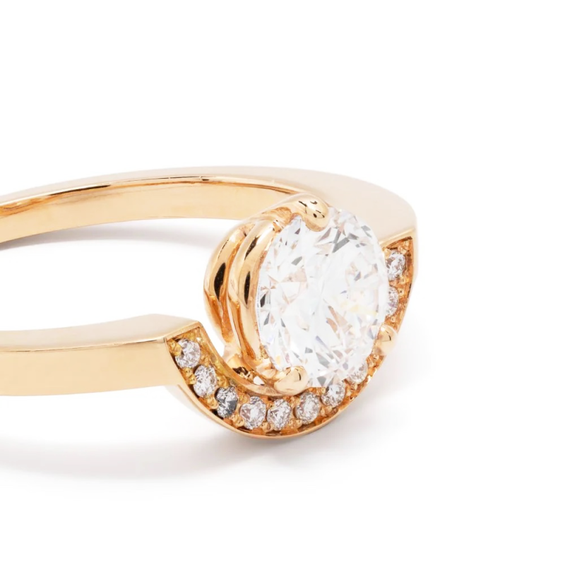 Ring Intrépide petit arc 1ct pavée - 18k rose gold lab grown diamond Loyale Paris 4