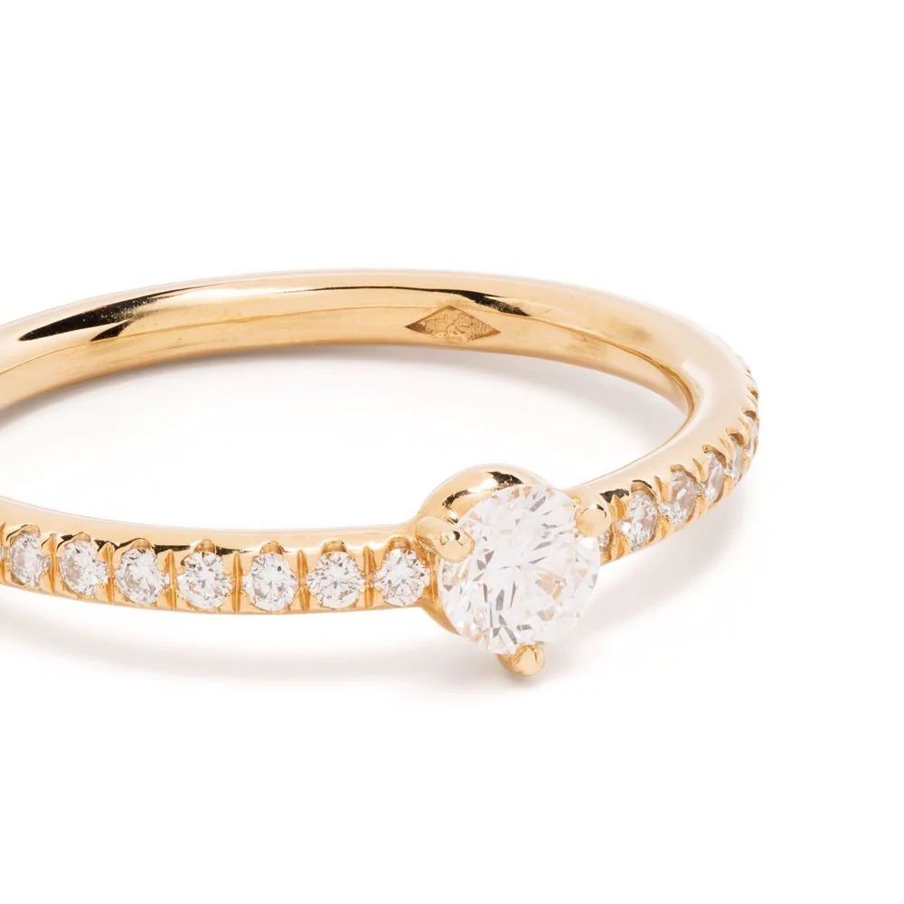 Solitaire Les Absolues 025ct pavé - 18k yellow gold lab grown diamond Loyale Paris