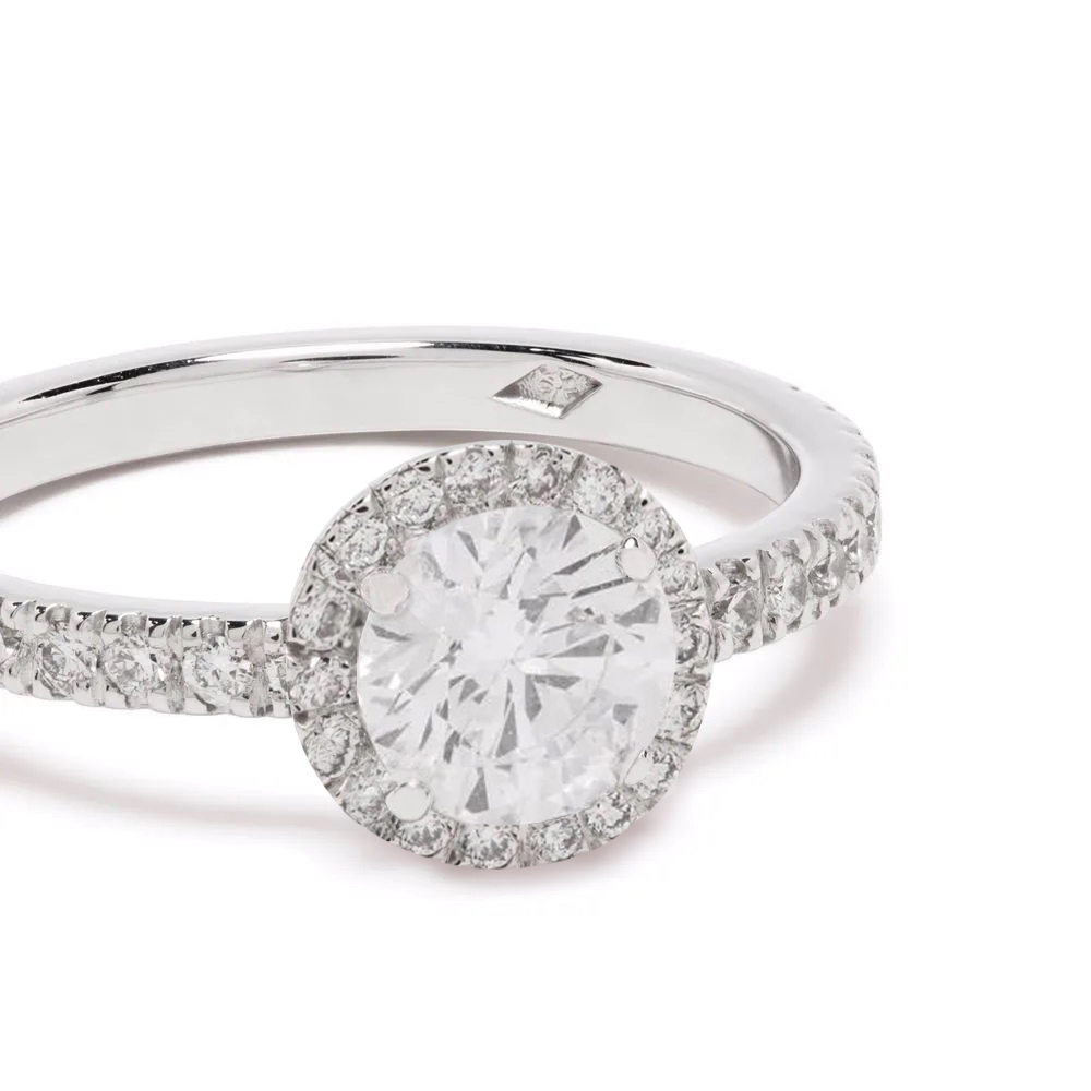 Solitaire Les Absolues Couronne 1ct pavé - 18k white gold lab grown diamond Loyale Paris 2