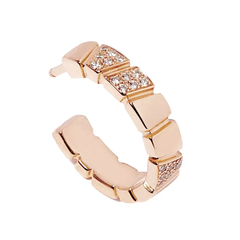 Earring Ride & Love semi-pavées Small - 18k rose gold 2