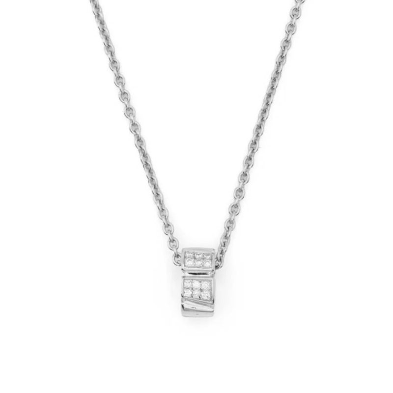 Necklace Ride & Love semi-pavé Small - 18k recycled white gold lab grown diamonds loyale paris fine jewelry 1