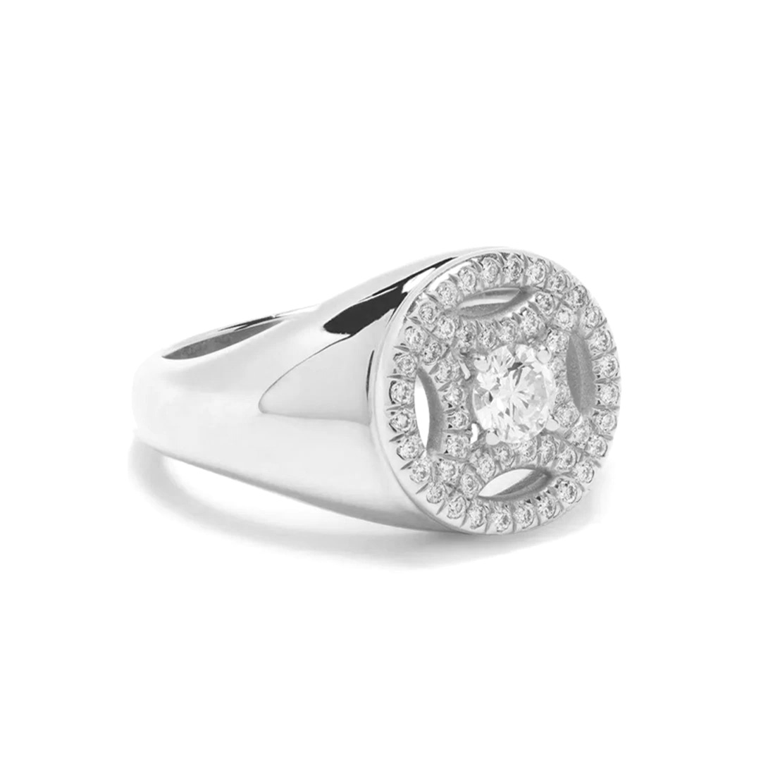 Chevalière Perpétuel.le 0.25ct pavé - 18k white gold 1