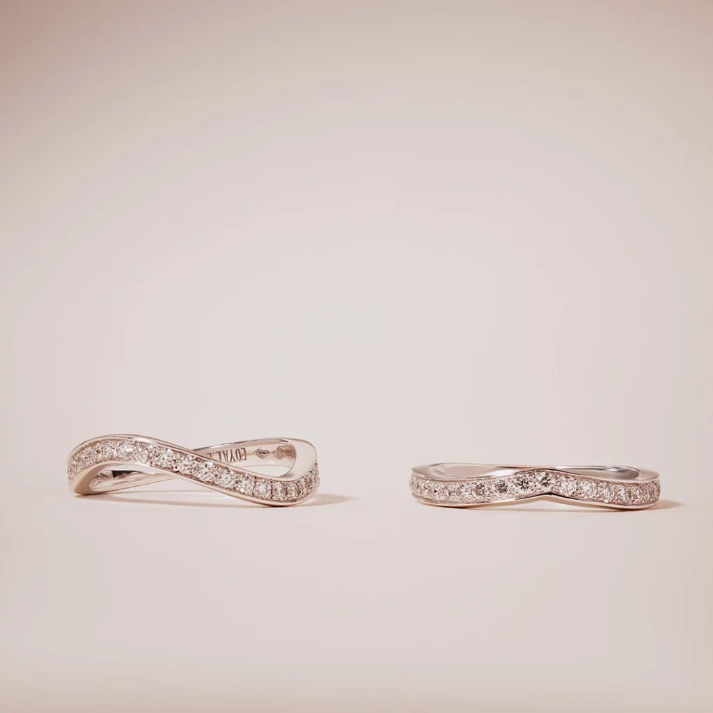 alliances collection éternelle pavé de diamants de synthèse or blanc palladié maison de joaillerie loyale paris